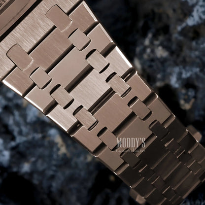 Rose gold Royal Oak mod watch band with Seiko NH35 automatic, water resistant stainless steel