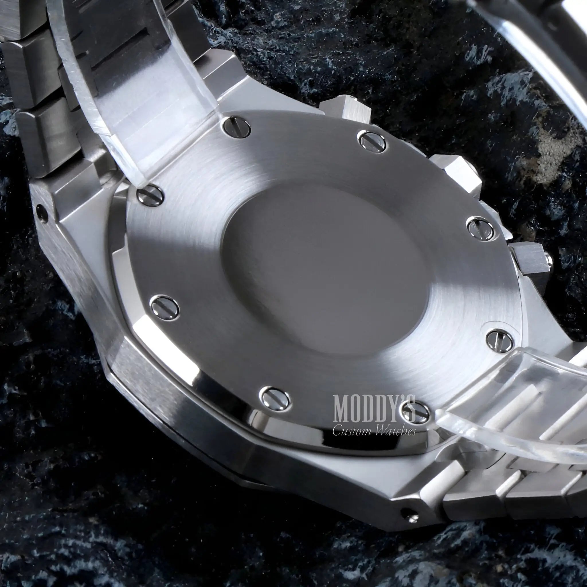 Royal Seikoak Blue stainless steel watch band with brushed textured links