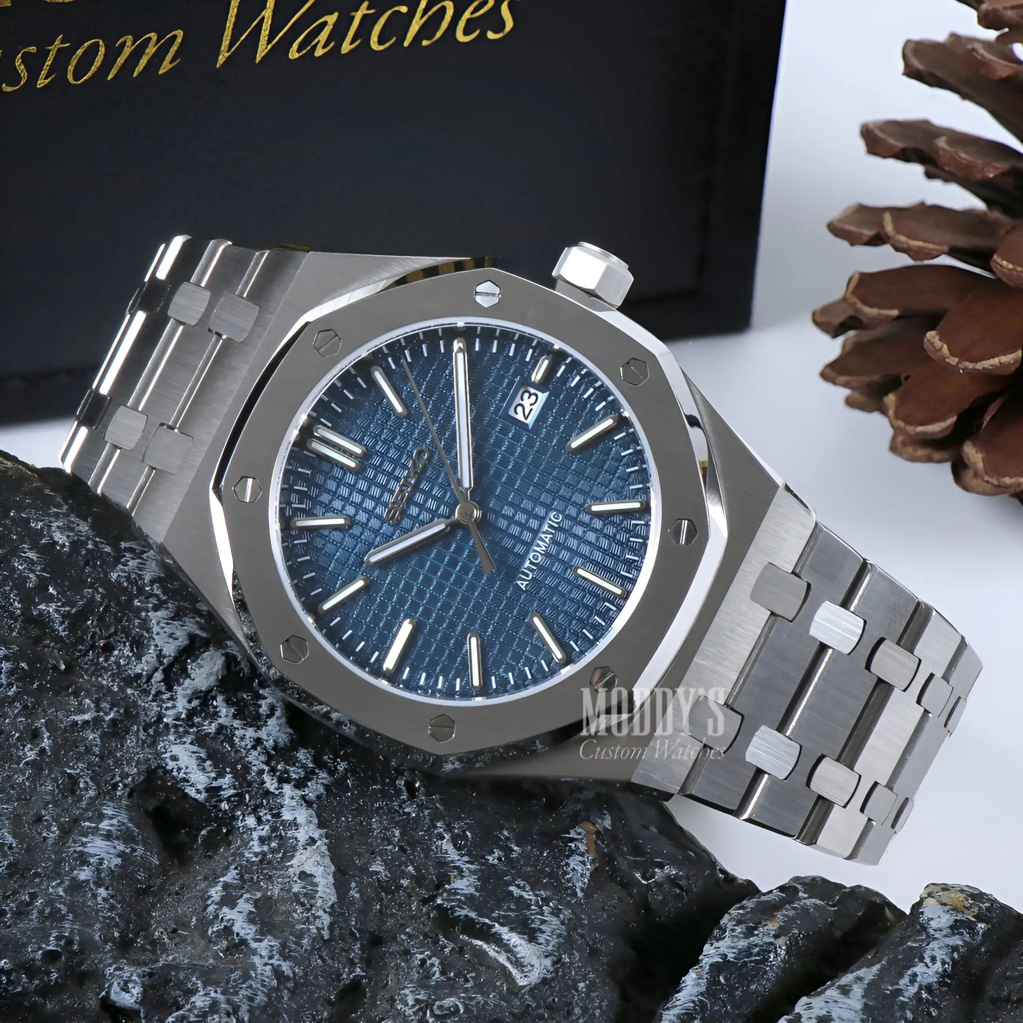 Royal Seikoak Blue Seiko NH35 automatic Royal Oak mod watch