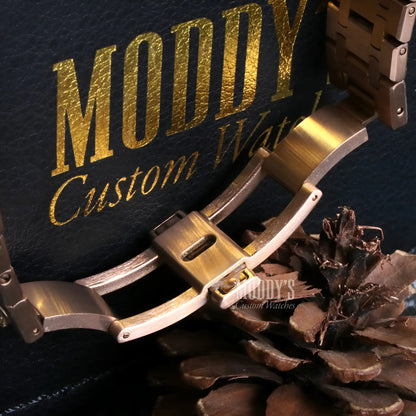 Royal Seikoak Rose Gold Skeleton watch with NH70 automatic textured band