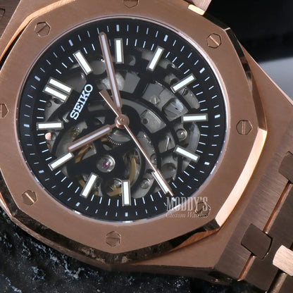Royal Seikoak rose gold skeleton watch with Seiko NH70 automatic
