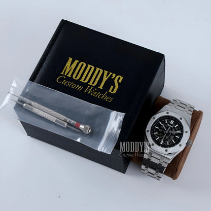 Royal Oak Seiko Mod with NH70 automatic movement, black dial, stainless steel bracelet