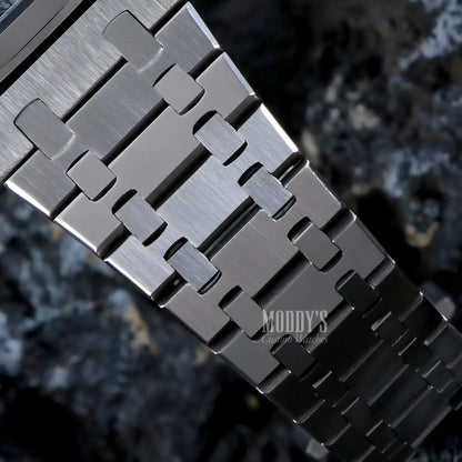 Royal Seikoak White stainless steel watch band with brushed interlocking links