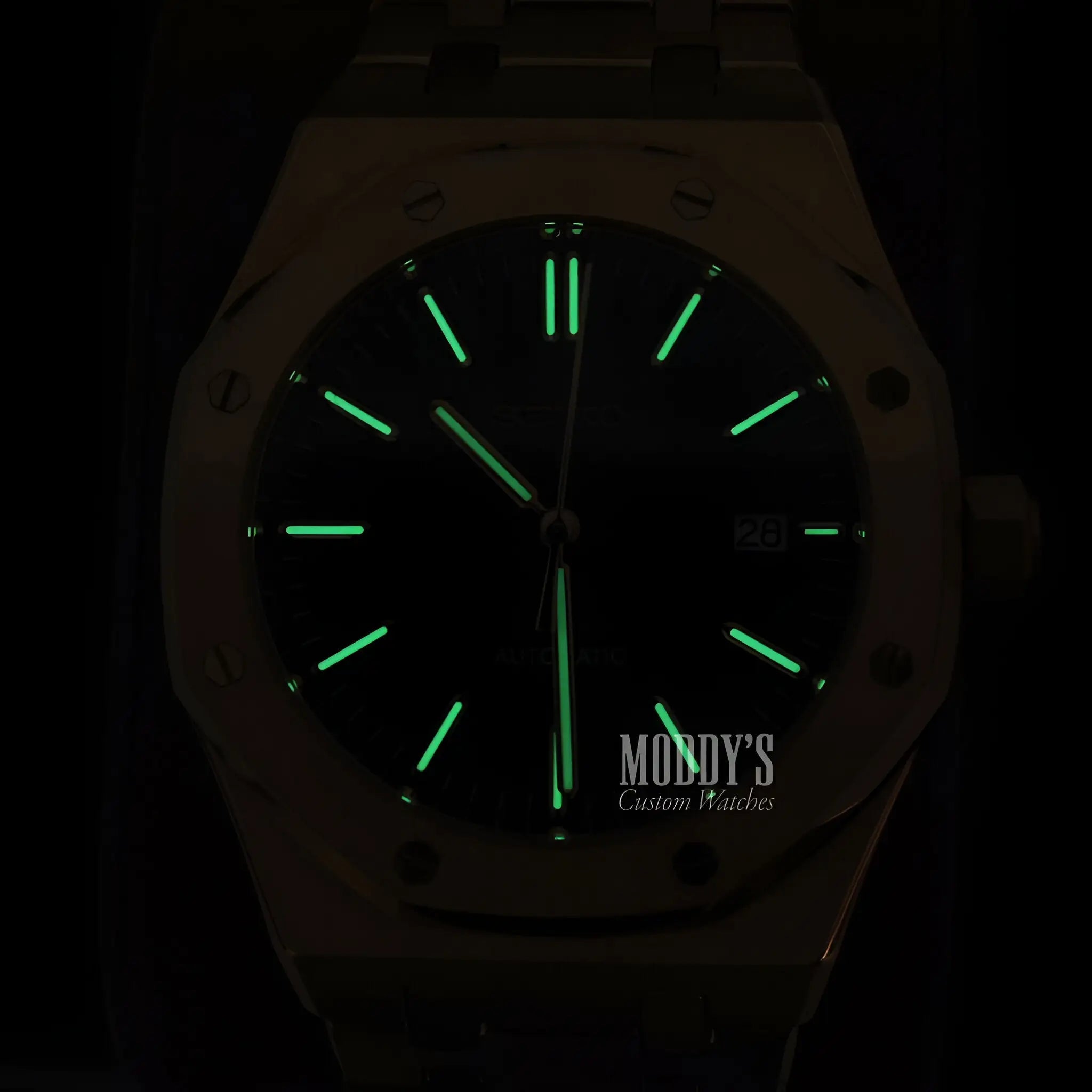 Royal Seikoak Yellow Gold Royal Oak Mod with Green Glow Hands