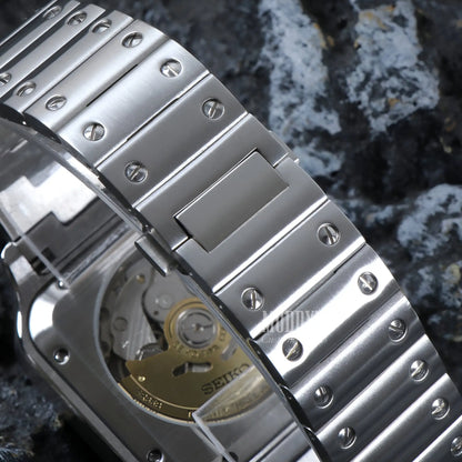 Silver Seiko NH35 automatic mod Santos stainless steel 316L watch