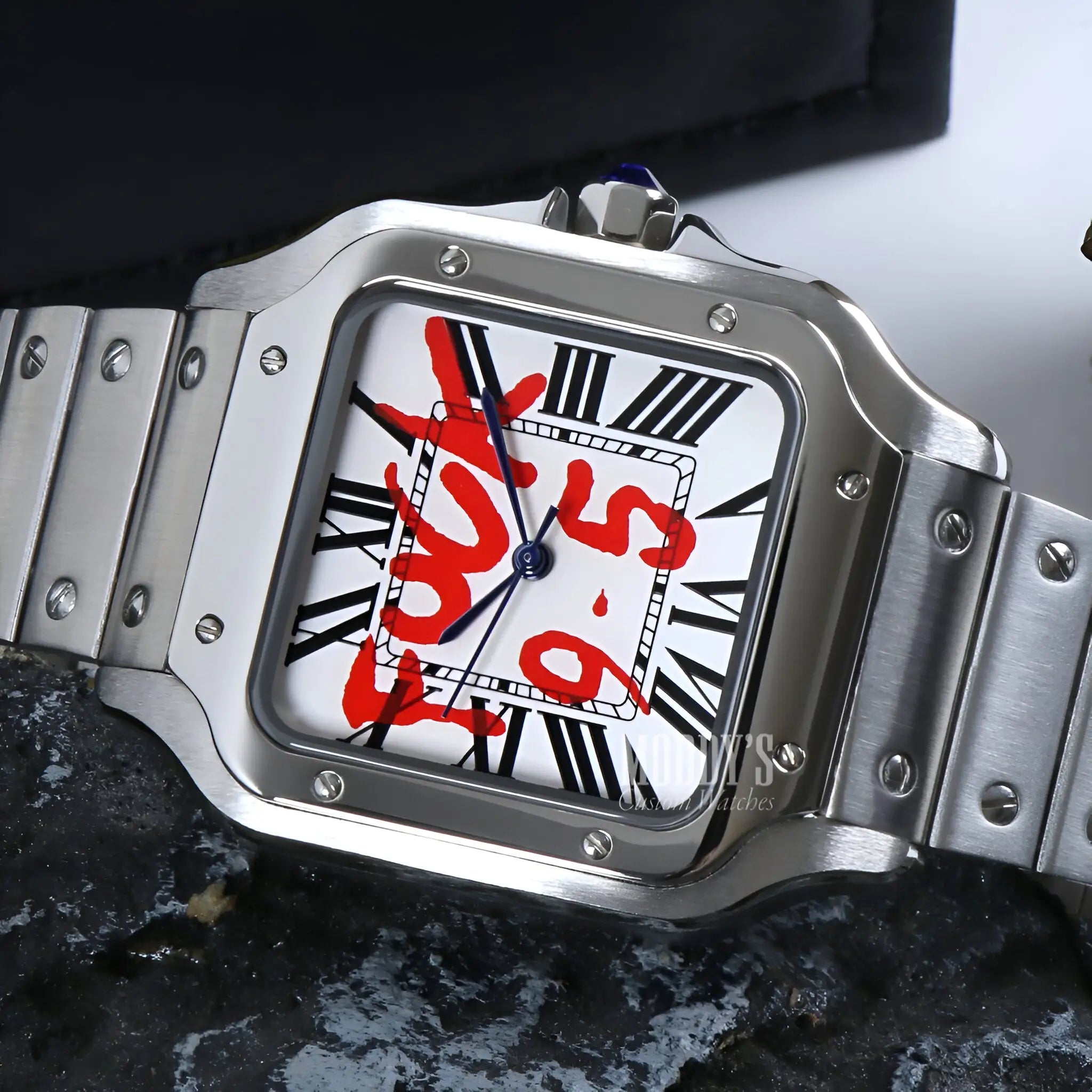 Seiko mod Santos watch with Seiko NH35 automatic movement and 316L stainless steel band