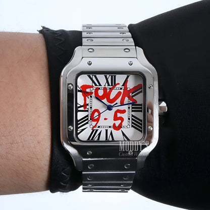 Santeiko White Fck 9 to 5 silver watch with Seiko NH35 automatic movement