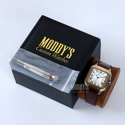 Santeiko Seiko NH35 automatic white brown leather watch