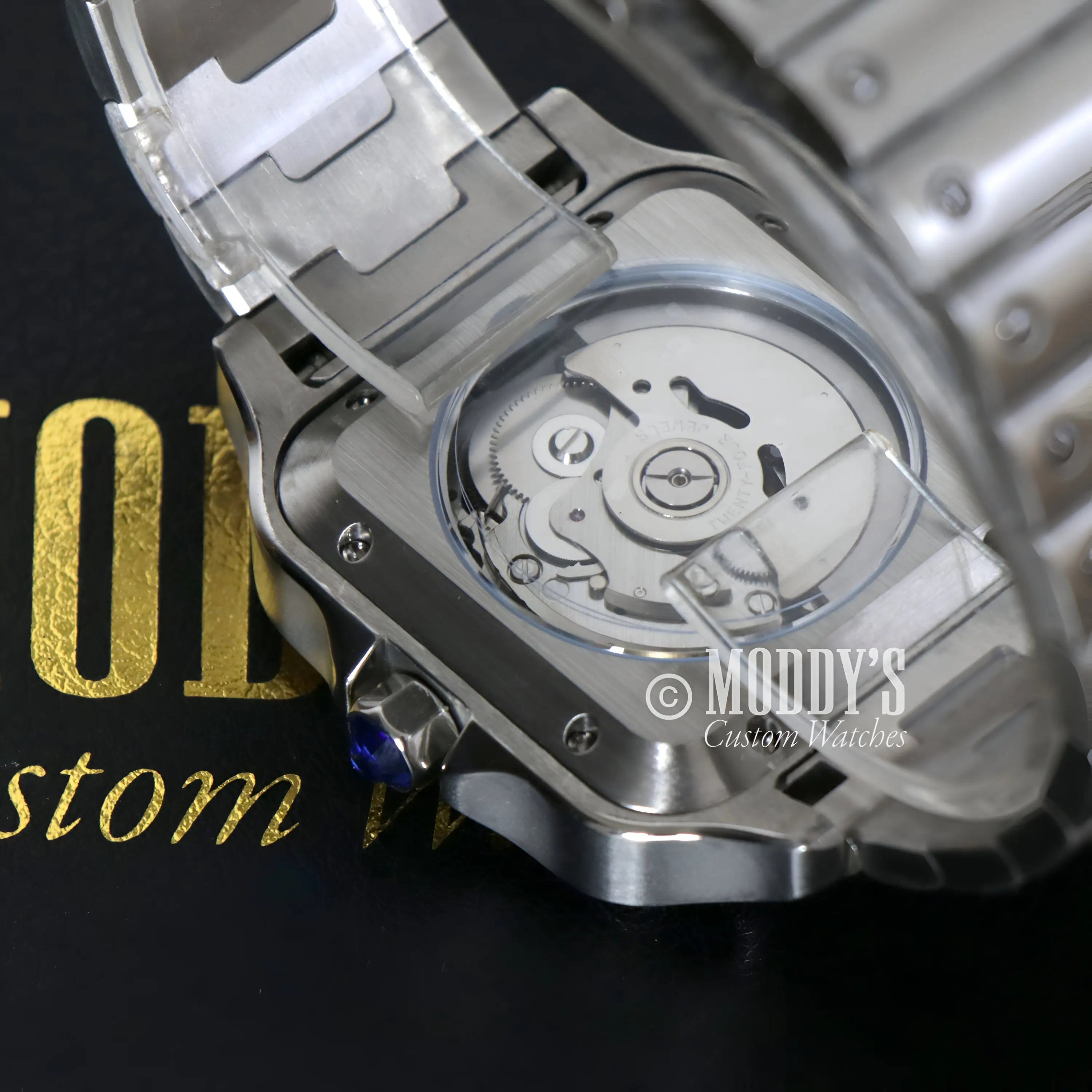 Santeiko White Skeleton Seiko mod Santos with NH70 movement