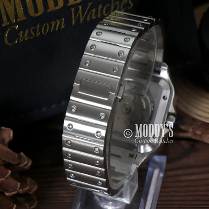 Santeiko White Skeleton stainless steel watch band with diamond accents