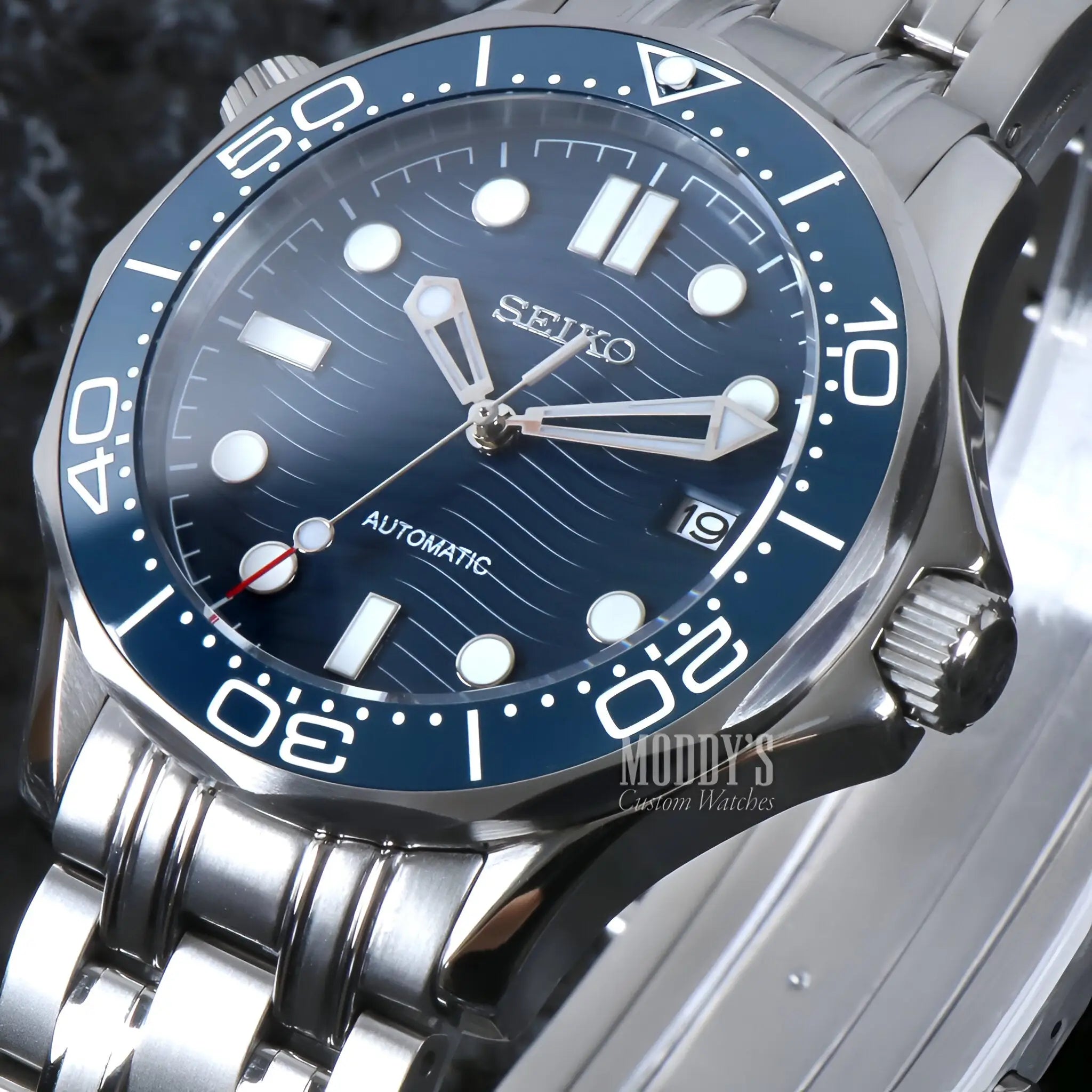Seiko Mod Seamaster Blue Dial Divers Watch with NH35 Movement