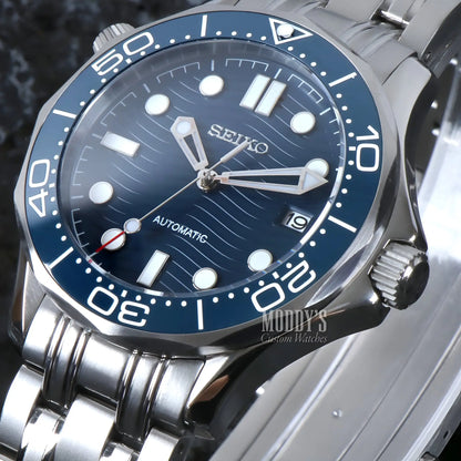 Seiko Mod Seamaster Blue Dial Divers Watch with NH35 Movement