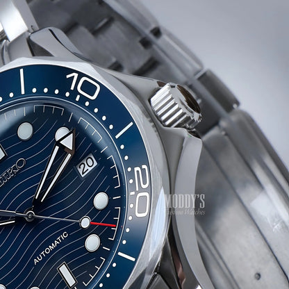 Prestigious Seiko NH35 Blue Dial Divers Watch with Steel Bracelet