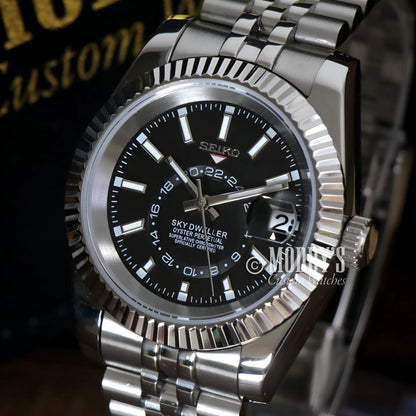 Seiko Sky Dweller Black watch with NH35 movement and steel bracelet