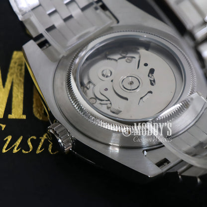 Seikojust Sky Dweller 316L stainless steel watch with transparent back