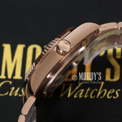 Seikojust Sky Dweller rose gold watch with 316L stainless steel band