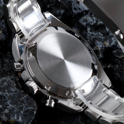 Speedseiko Black Seiko VK63 hybrid chronograph watch with brushed steel