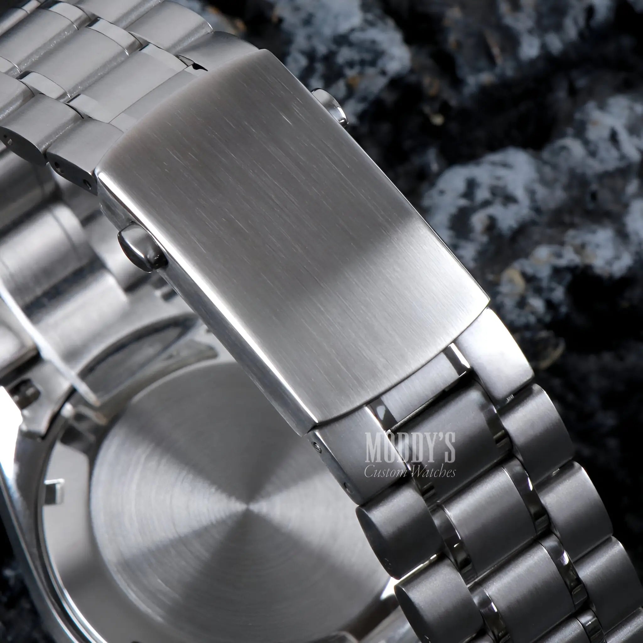 Speedseiko Black stainless steel watch bracelet with polished clasp