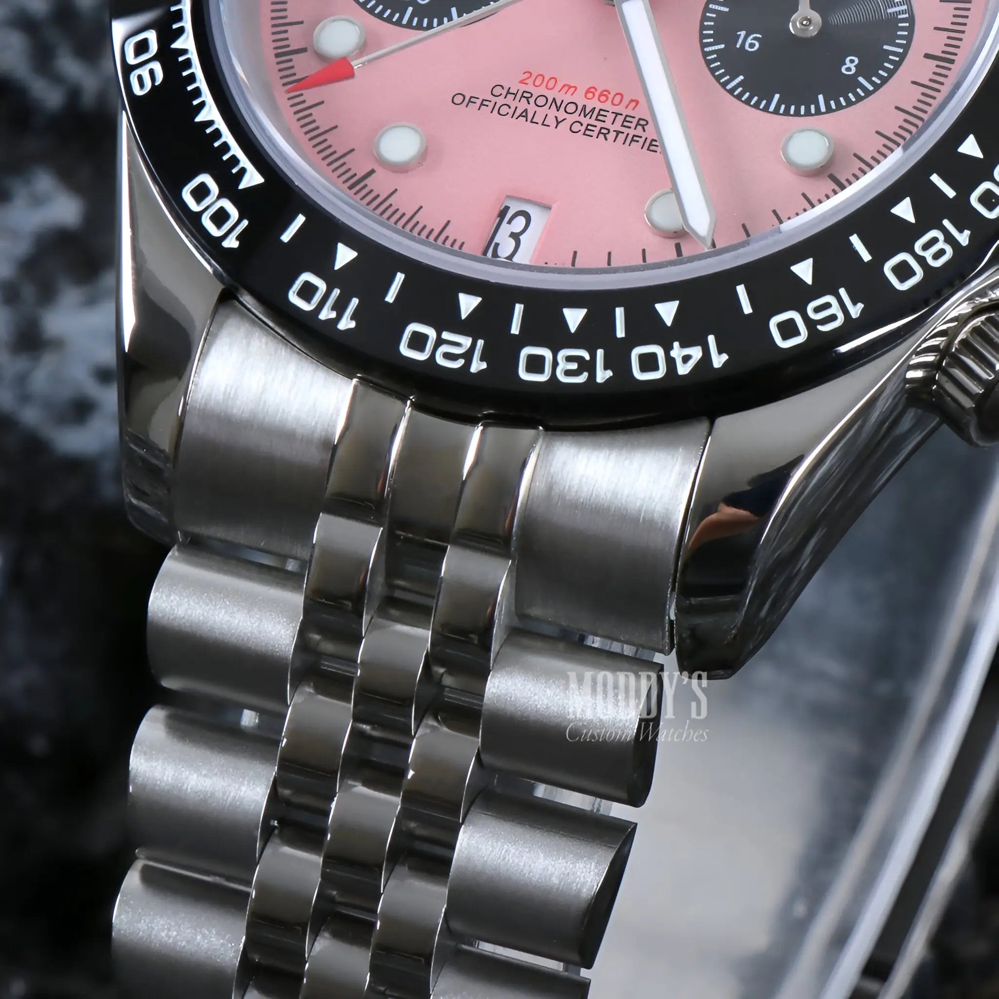 Tudeiko Chrono Pink Seiko mod with VK63 hybrid movement