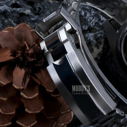 Silver Seiko VK63 Hybrid Chrono Blue watch with black dial