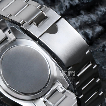 Pelagos Black Seiko NH35 automatic mod watch with silver stainless steel sleek design