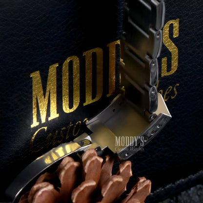 Pelagos Blue Seiko NH35 automatic mod watch in gold and black