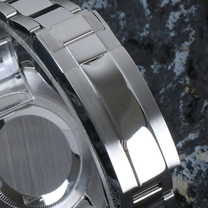 Seiko mod yacht-master with stainless steel brushed finish and silver dial