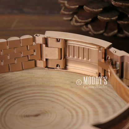 Rose gold watch band for GMTeiko Rose Gold Rootbeer with Seiko NH34 automatic movement