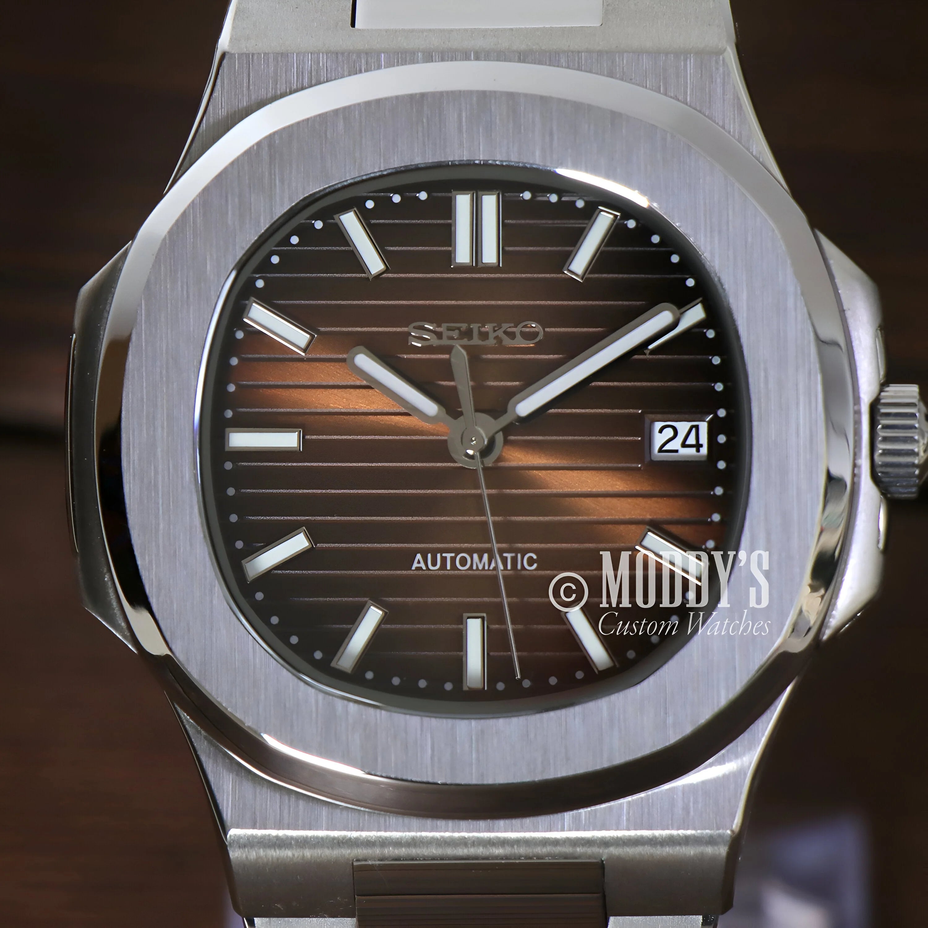 Stainless Steel Patek Philippe Nautilus Watch with Brown Gradient Dial in Nautiko Brown