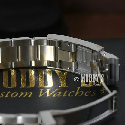 Silver watch band for Oysteiko Tiffany Blue with NH35 automatic movement, perfect for Seiko mod