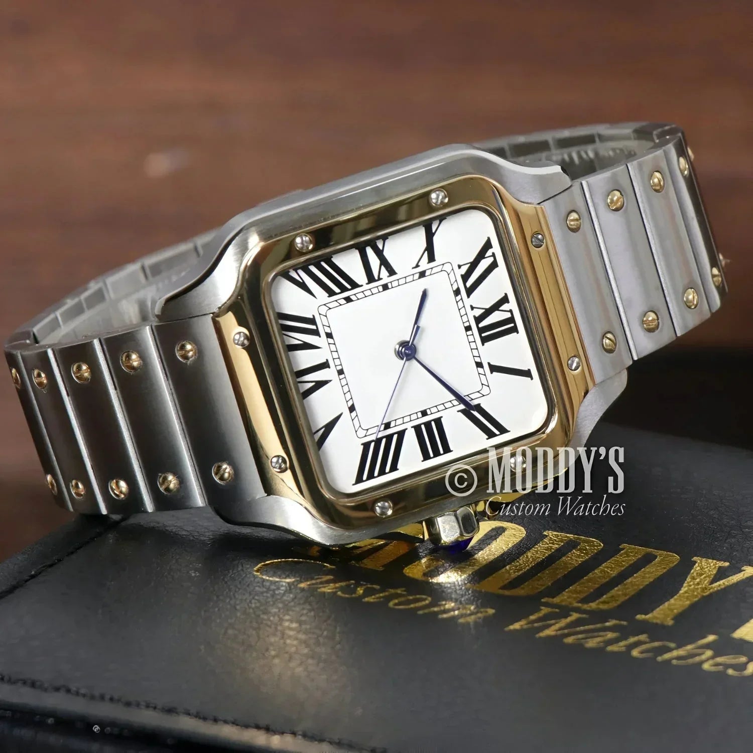 Two-tone square wristwatch Santeiko Gold - Silver with Seiko NH35 automatic movement