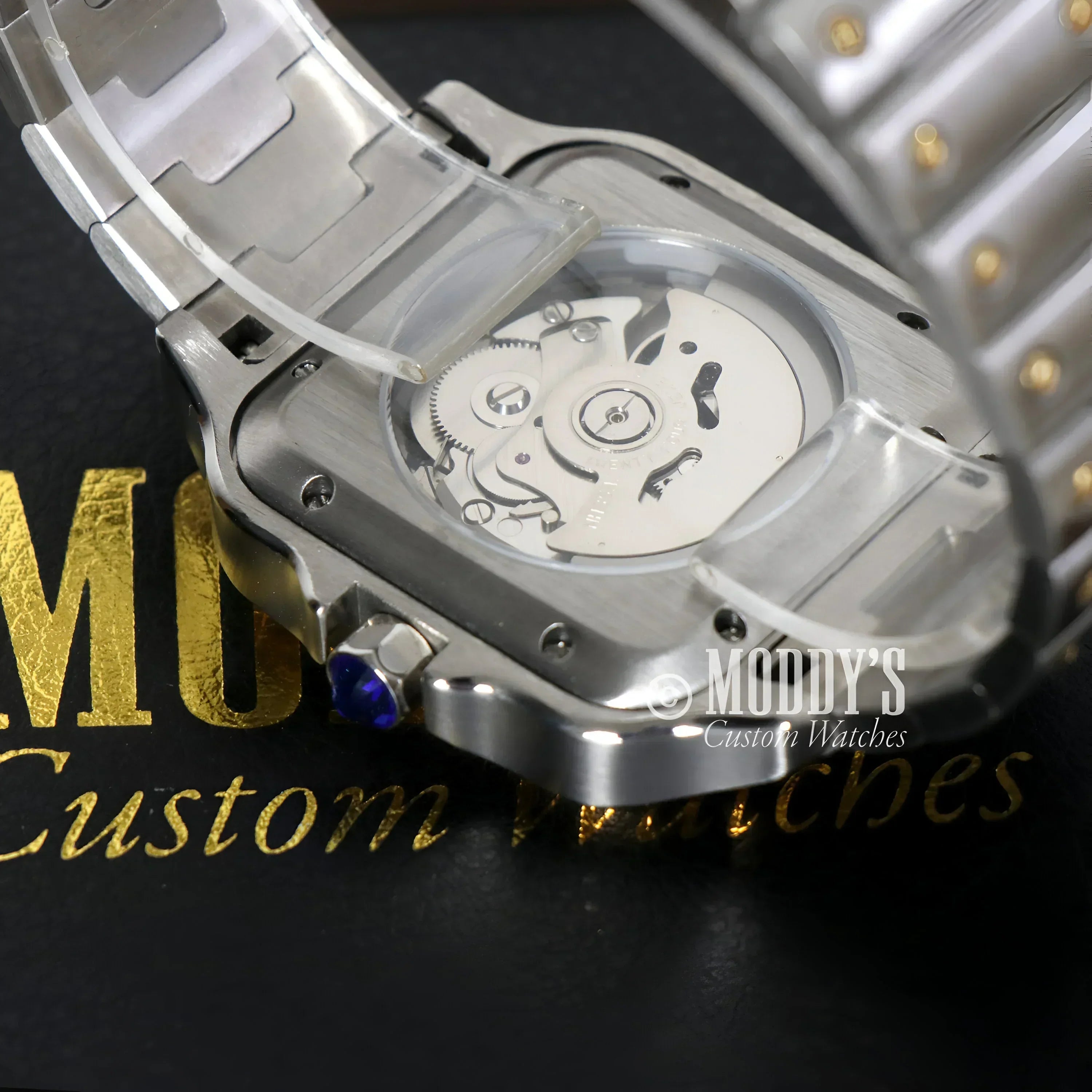 カスタム nh35 mod サントス Custom Santos Mod | Stainless Steel Watch | 38mm | Sky Blue