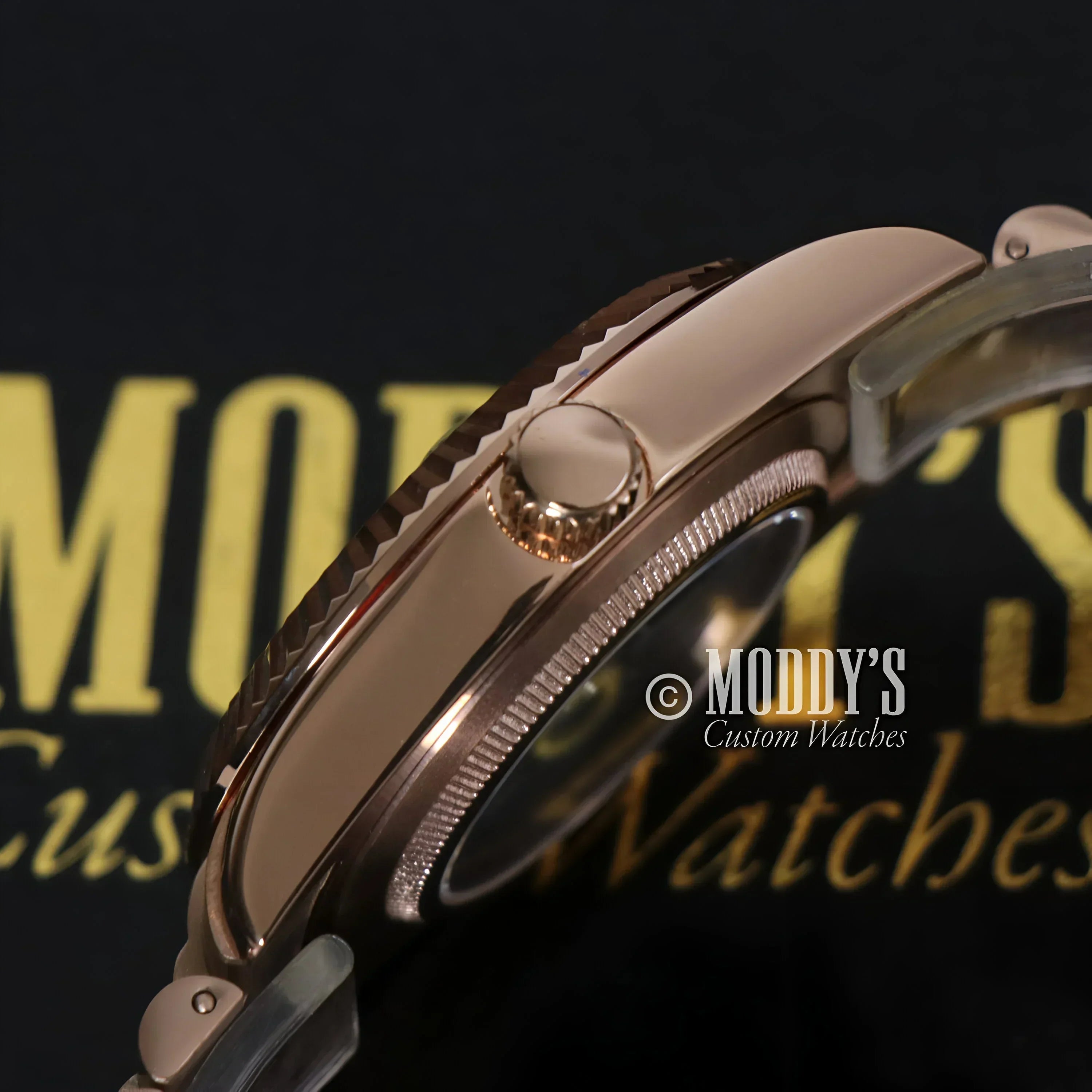 Seikojust Daydate Rose Gold wristwatch with Chocolate Crystals and 904L stainless steel