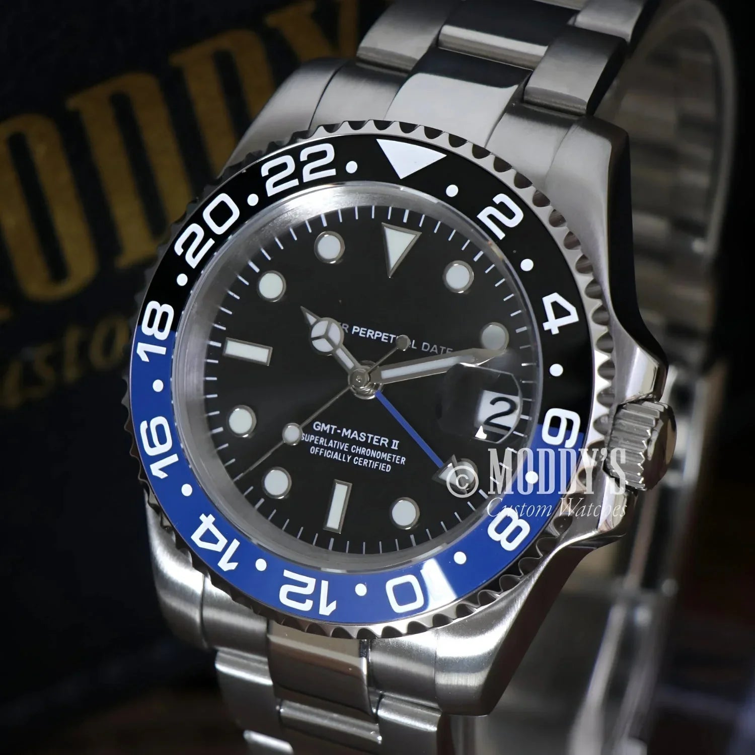 Stainless Steel GMT-Master II wristwatch GMTeiko Batman featuring Seiko NH34 Automatic movement