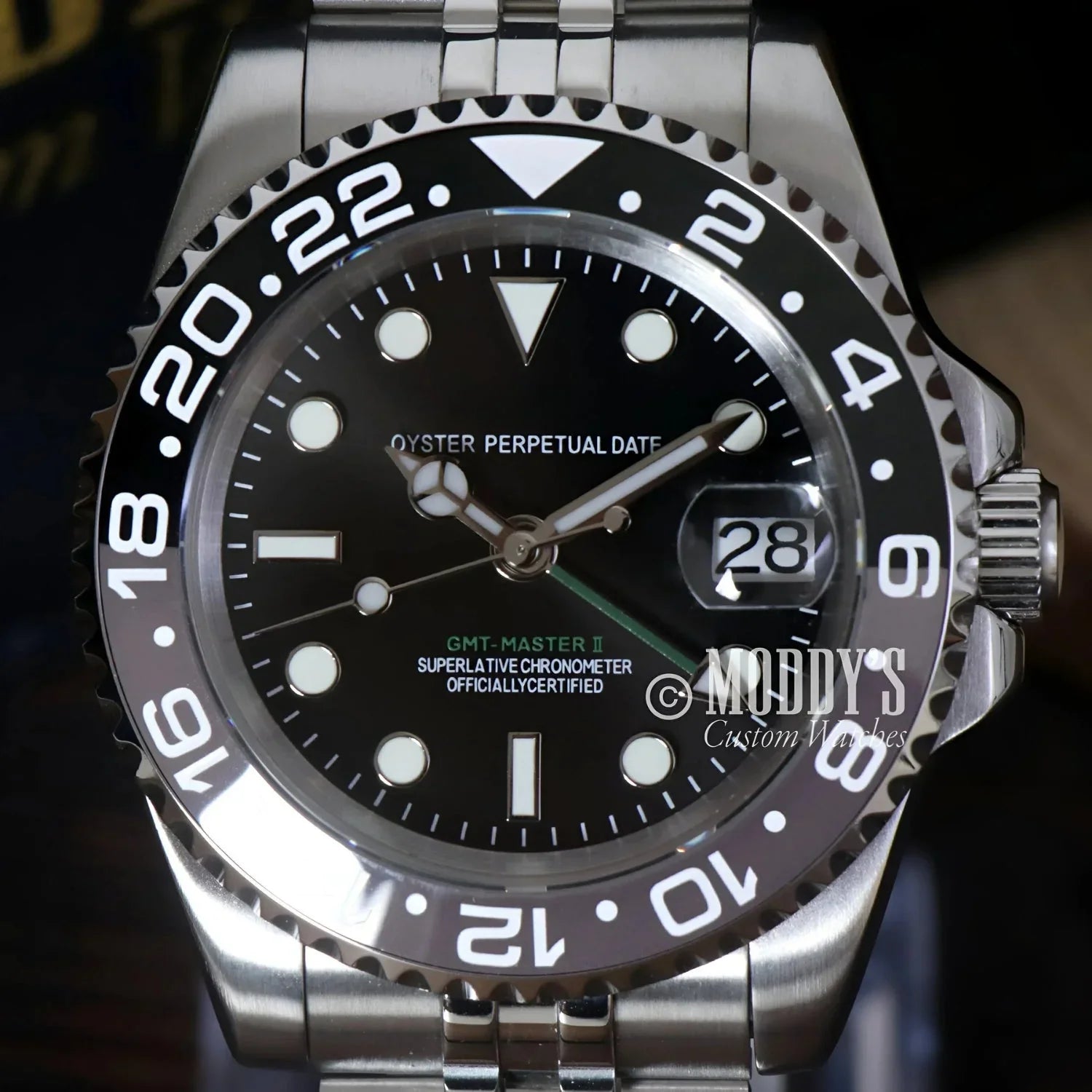 Stainless Steel Rolex GMT-Master II watch from GMTeiko featuring NH34 automatic movement