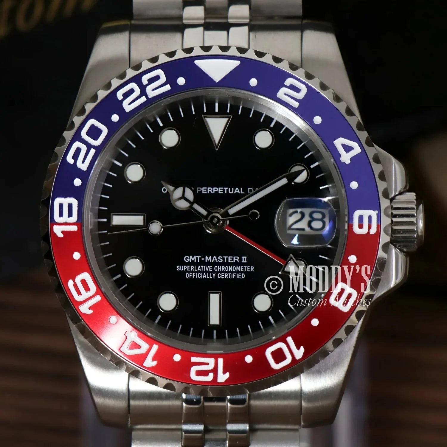 Stainless Steel GMT-Master II ’Pepsi’ Wristwatch with Seiko NH34 Automatic Movement
