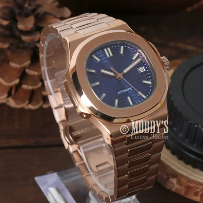 Rose Gold Automatic Wristwatch Nautiko with NH35 Movement and 904L Stainless Steel Design