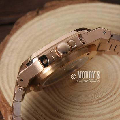 Rose Gold wristwatch Nautiko with NH35 automatic movement and 904L stainless steel design