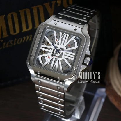 Silver skeletonized wristwatch Santeiko White Skeleton with NH70 automatic movement