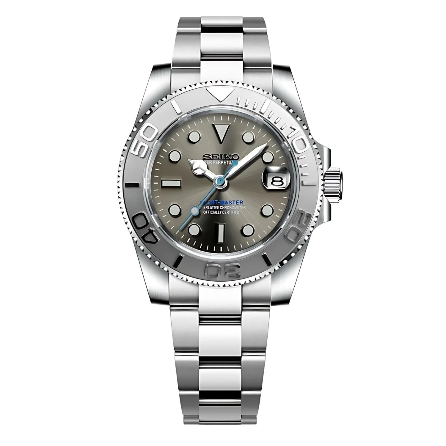 Seikomarine Silver: Stainless Steel Seiko Dive Watch With Gray Dial And Rotating Bezel