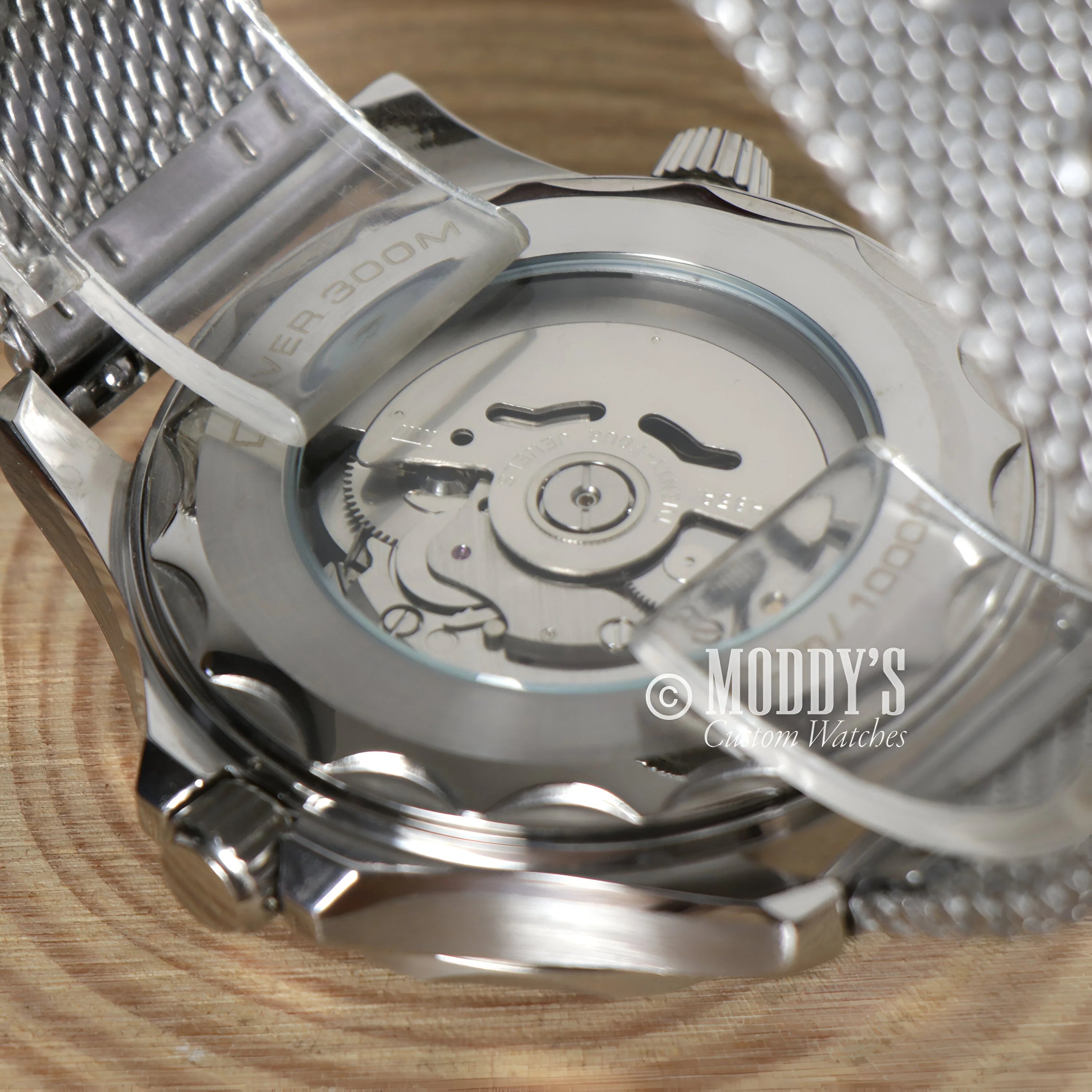 Mechanical watch movement of Seikomaster James Bond 007 with transparent case back