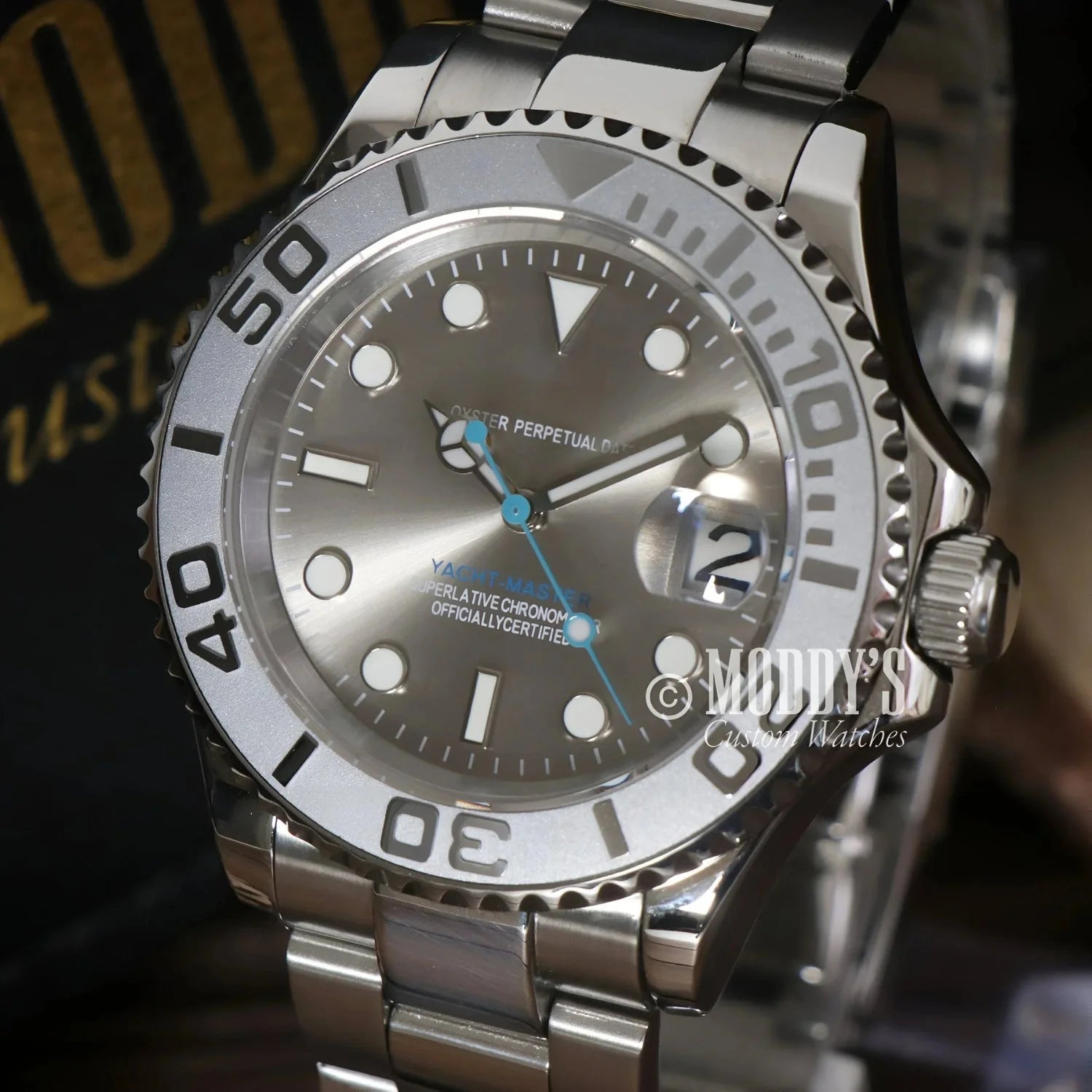 Silver Rolex Yacht-Master wristwatch in Seikomariner with NH35 automatic movement