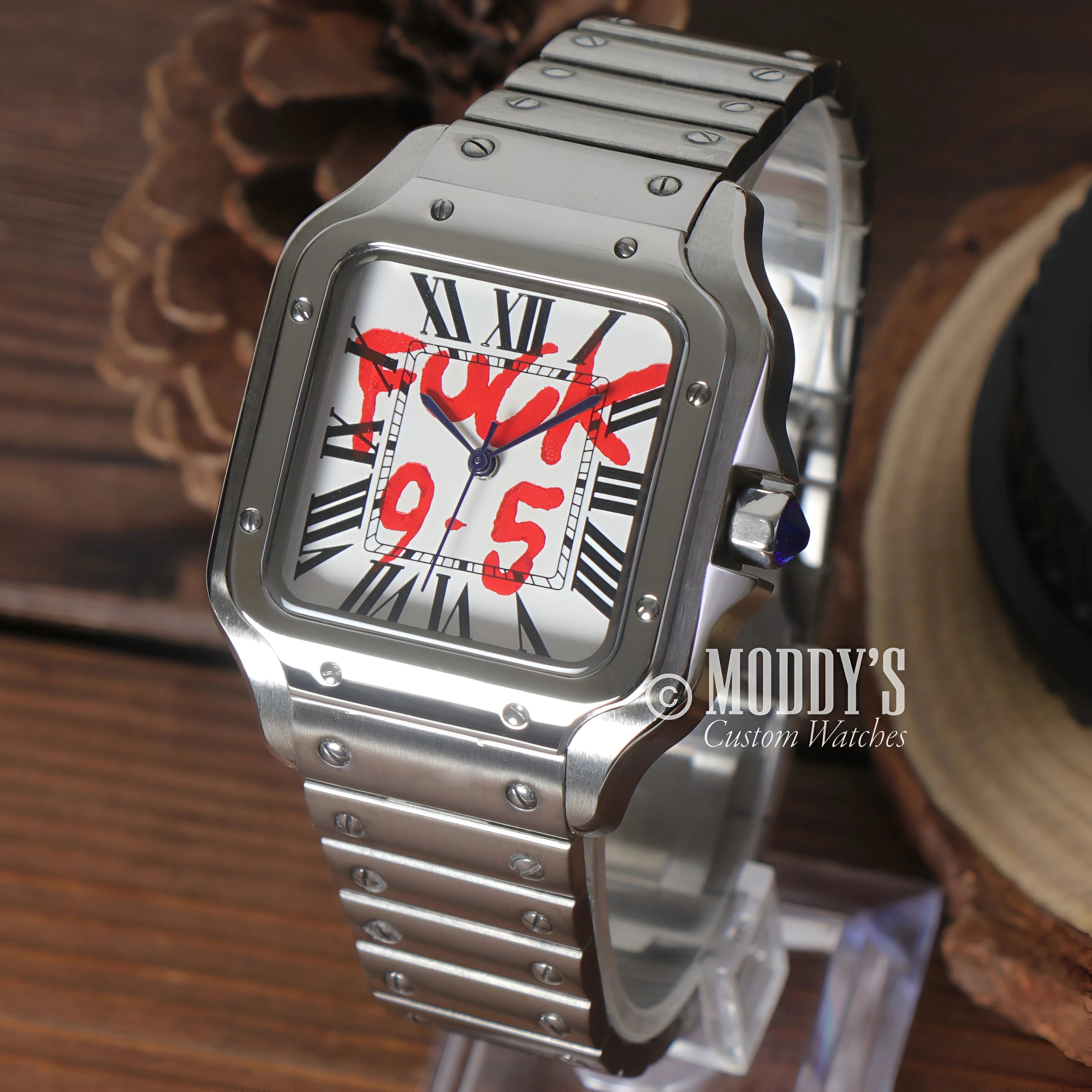 Luxury Wristwatch With Seiko Nh35 Automatic In 904l Stainless Steel, ’fuck 9-5’ Text On Dial