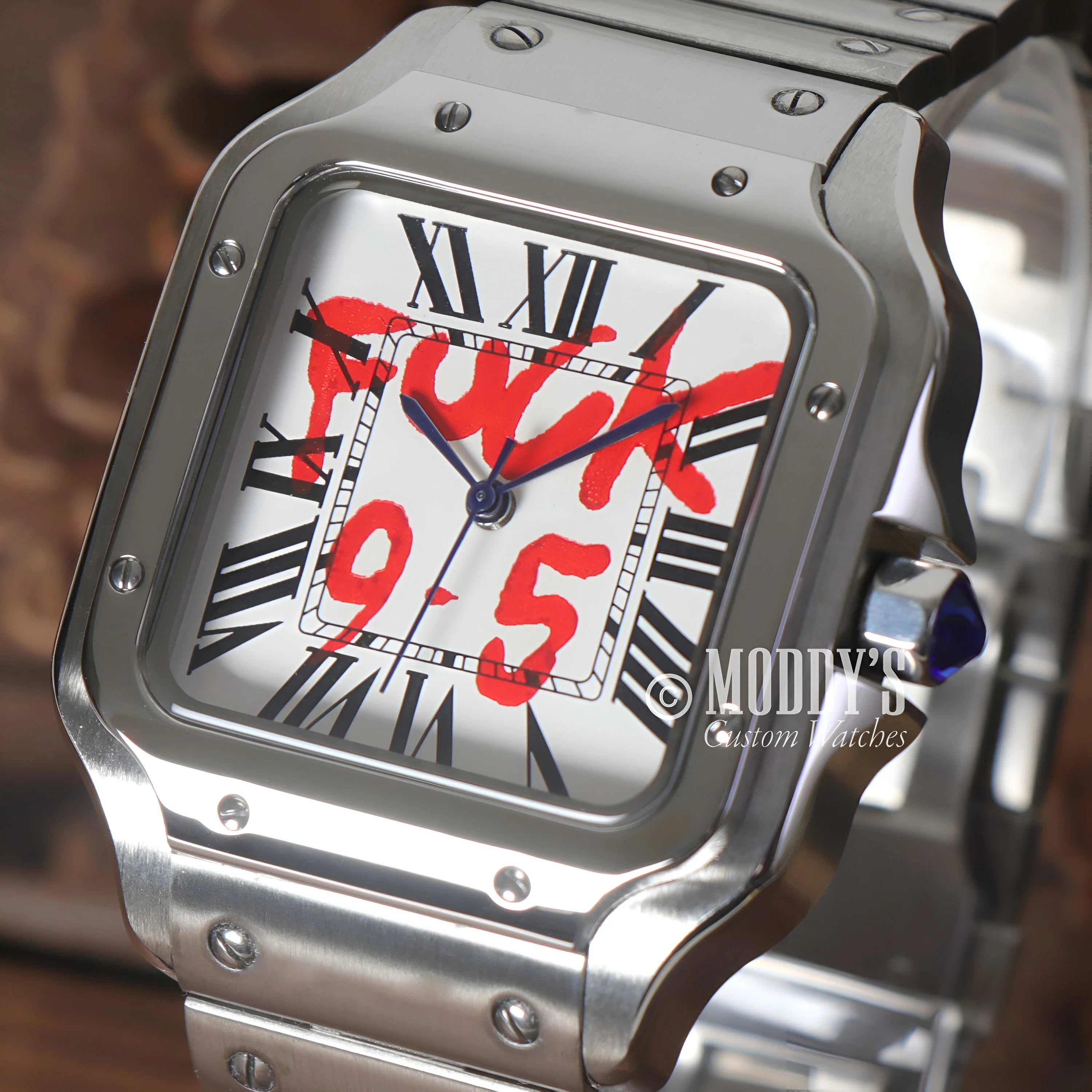 Santeiko 9 - 5 Edition Luxury Wristwatch With Seiko Nh35 Automatic Movement And Red Graffiti Numbers
