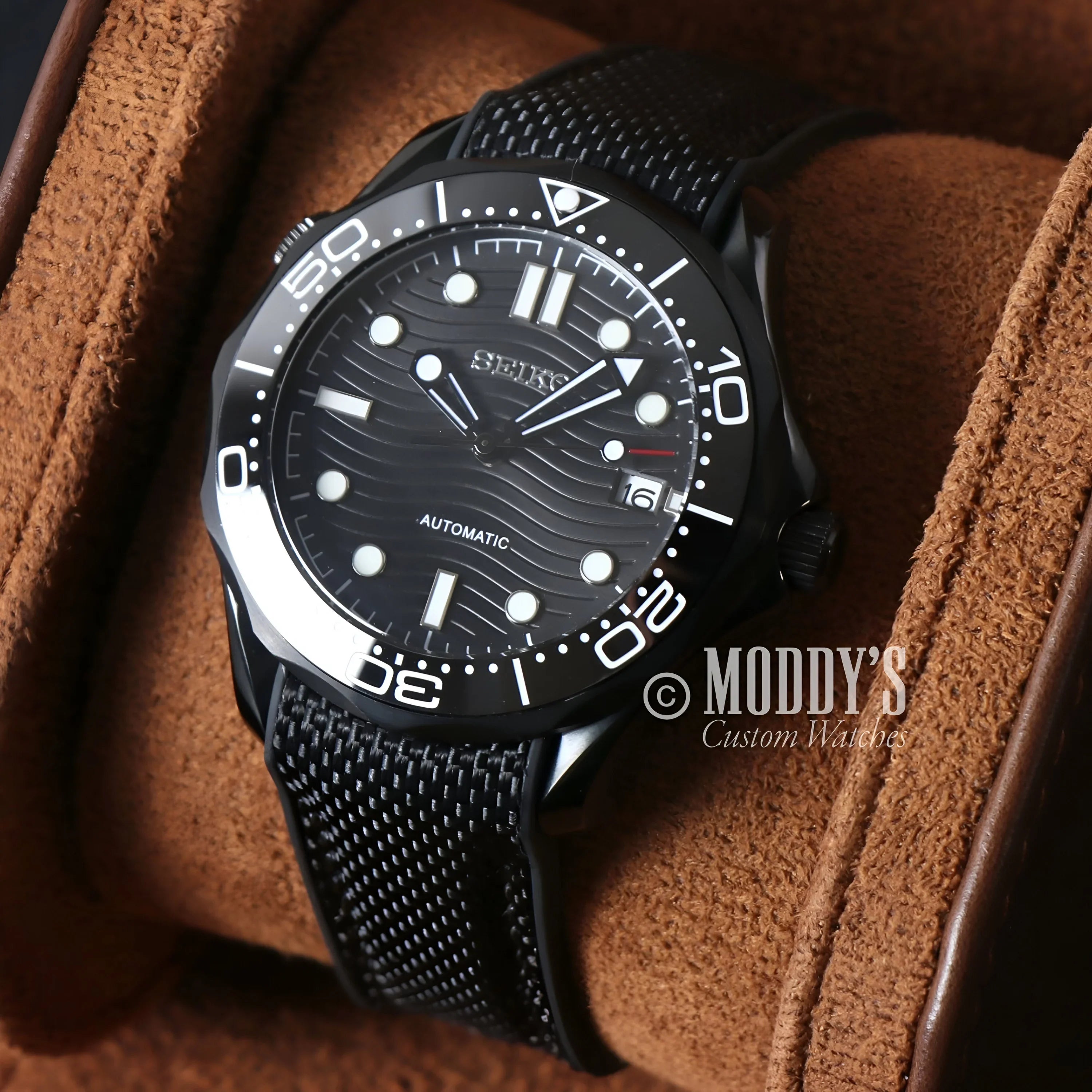 Seikomaster Full Black Watch With Black Dial And Strap, Automatic Nh35 Movement