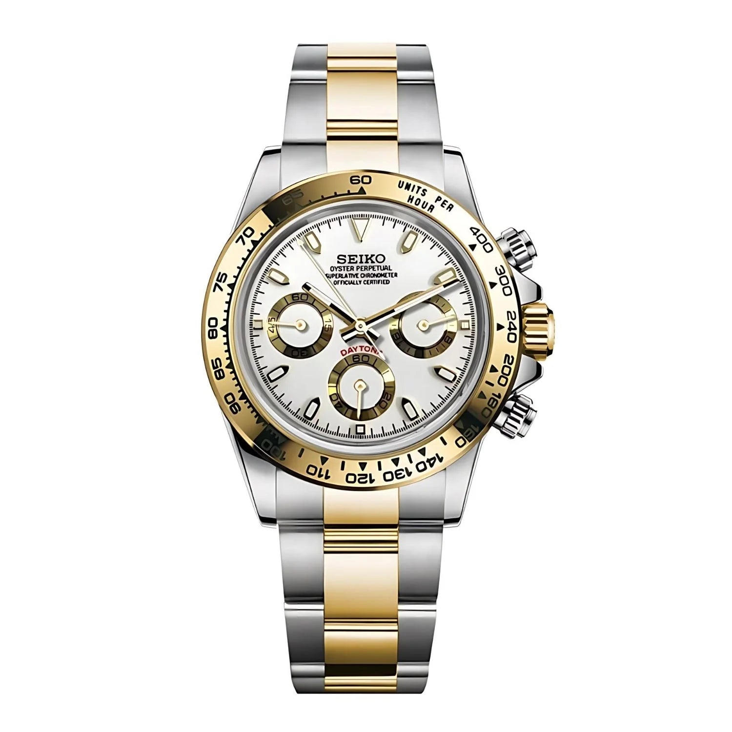 Seitona Silver - Gold (white) Luxury Wristwatch With Vk63 Hybrid Movement And 904l Stainless Steel
