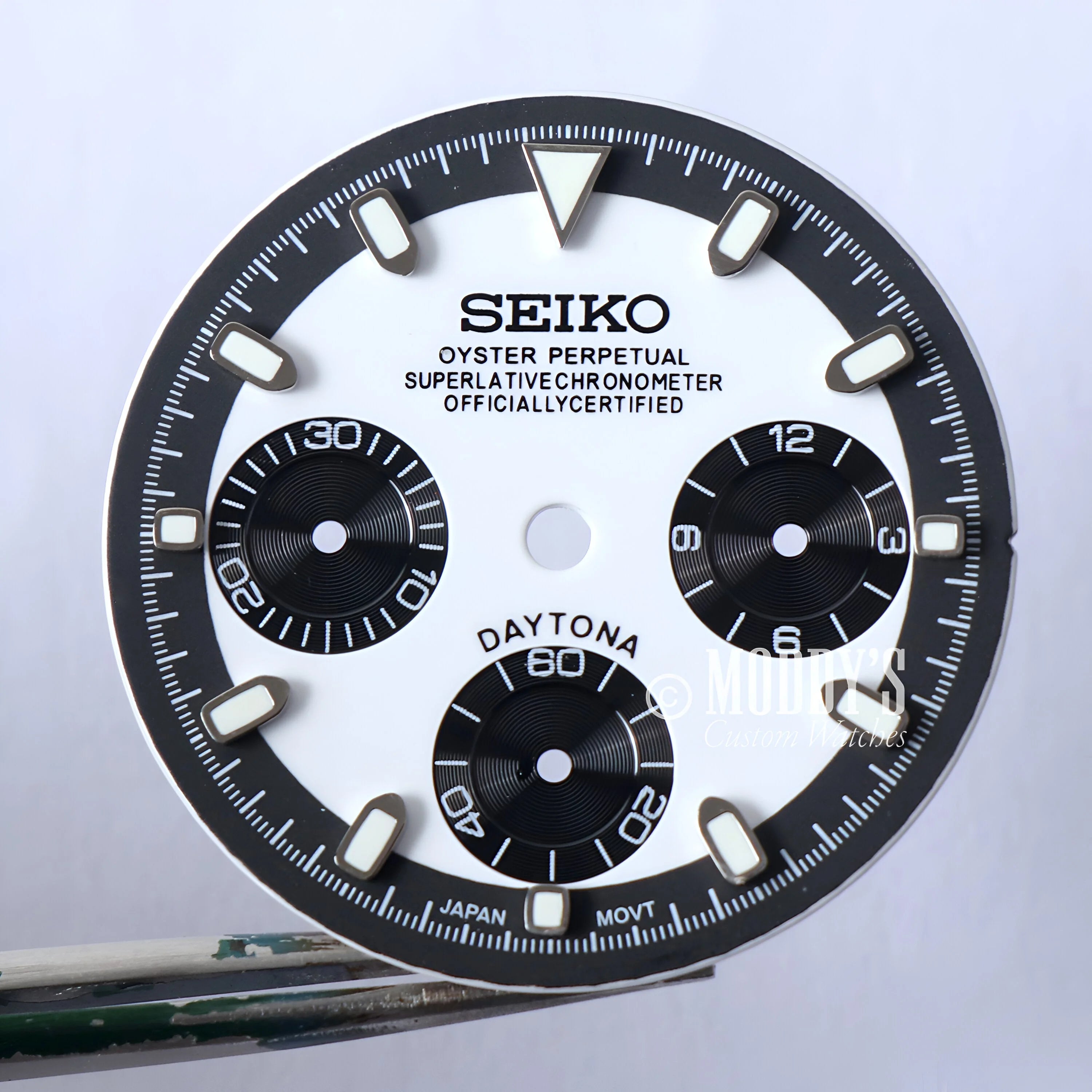 Seitona Black - White Watch Featuring Seiko Vk63 Hybrid Movement And 904l Stainless Steel