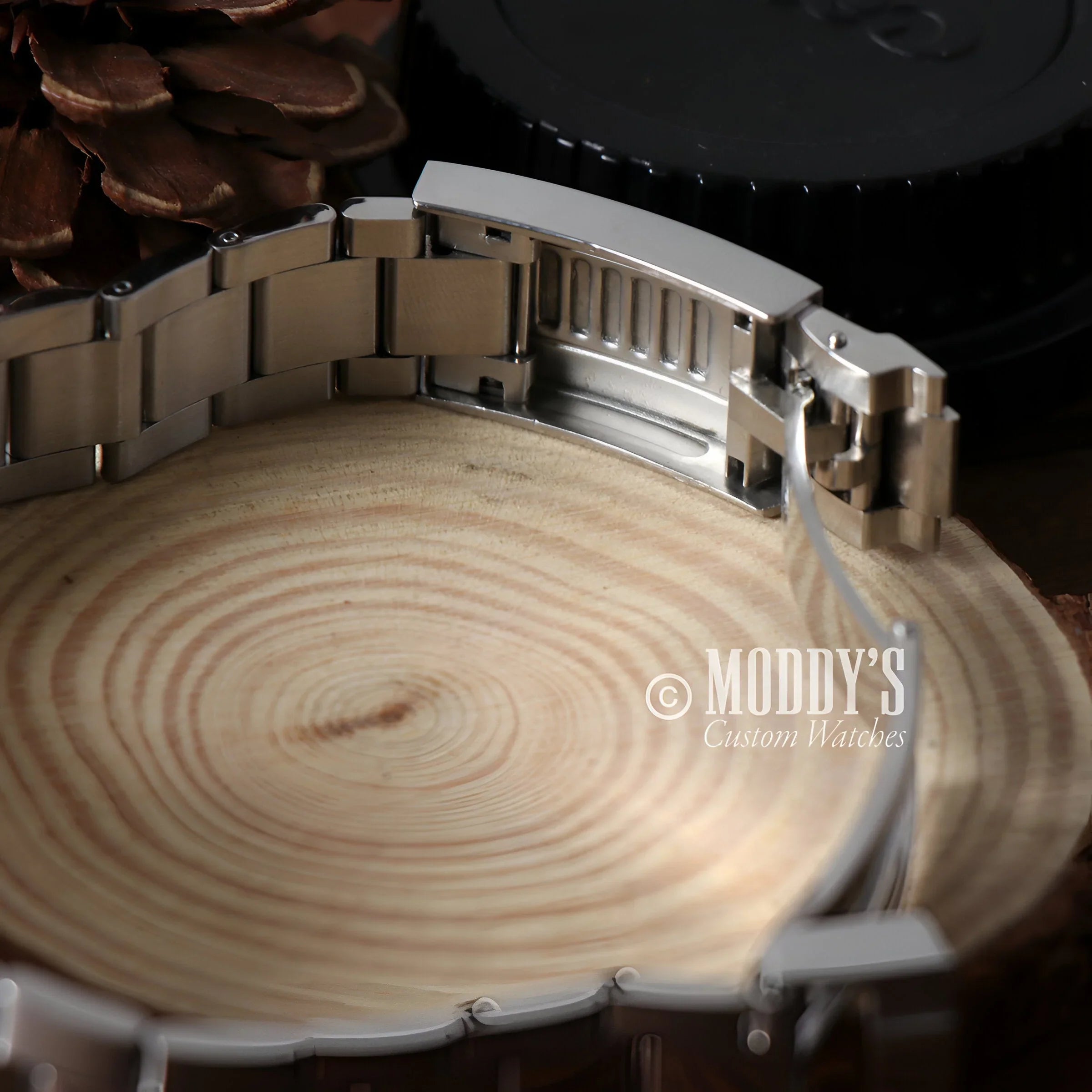 Seitona Platinum Hybrid Watch: Wooden Face, Metal Band, Inspired By Seiko Vk63 Design