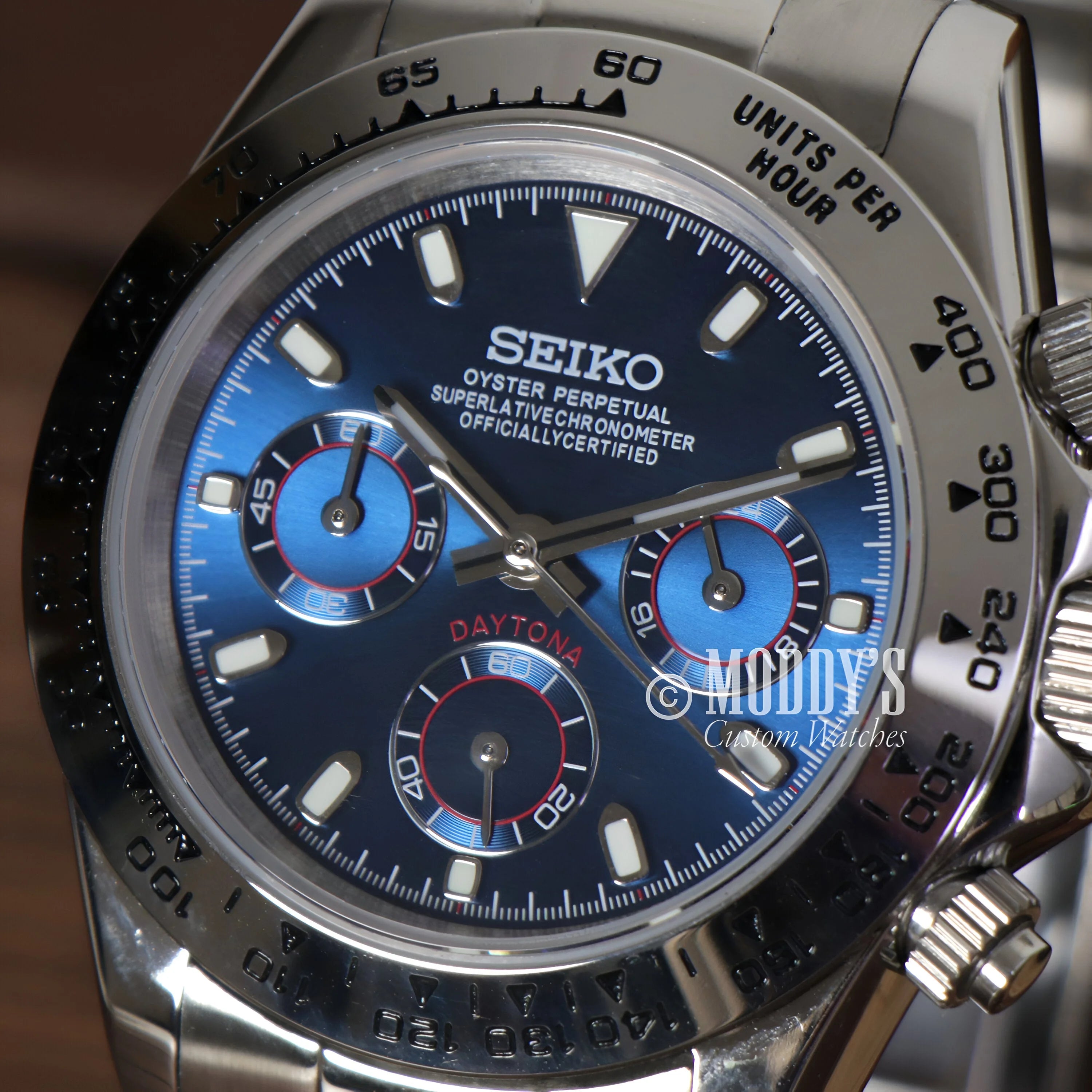 Seiko wristwatch Seitona Silver - Blue with VK63 hybrid movement and blue dial