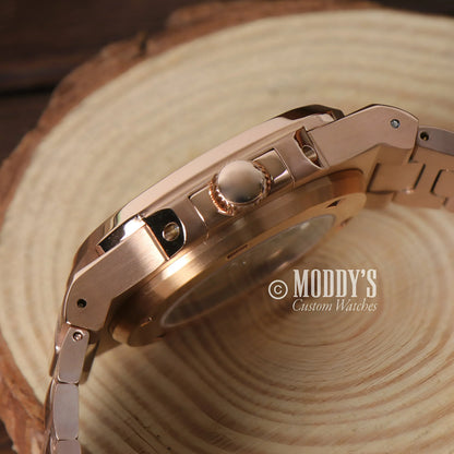 Rose Gold wristwatch Nautiko with NH35 automatic movement and 904L stainless steel